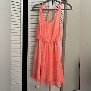 Lush Neon Coral Strappy dress shirt size large